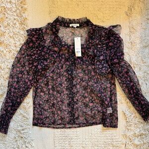 Floral Black and Pink Sheer Women's Top